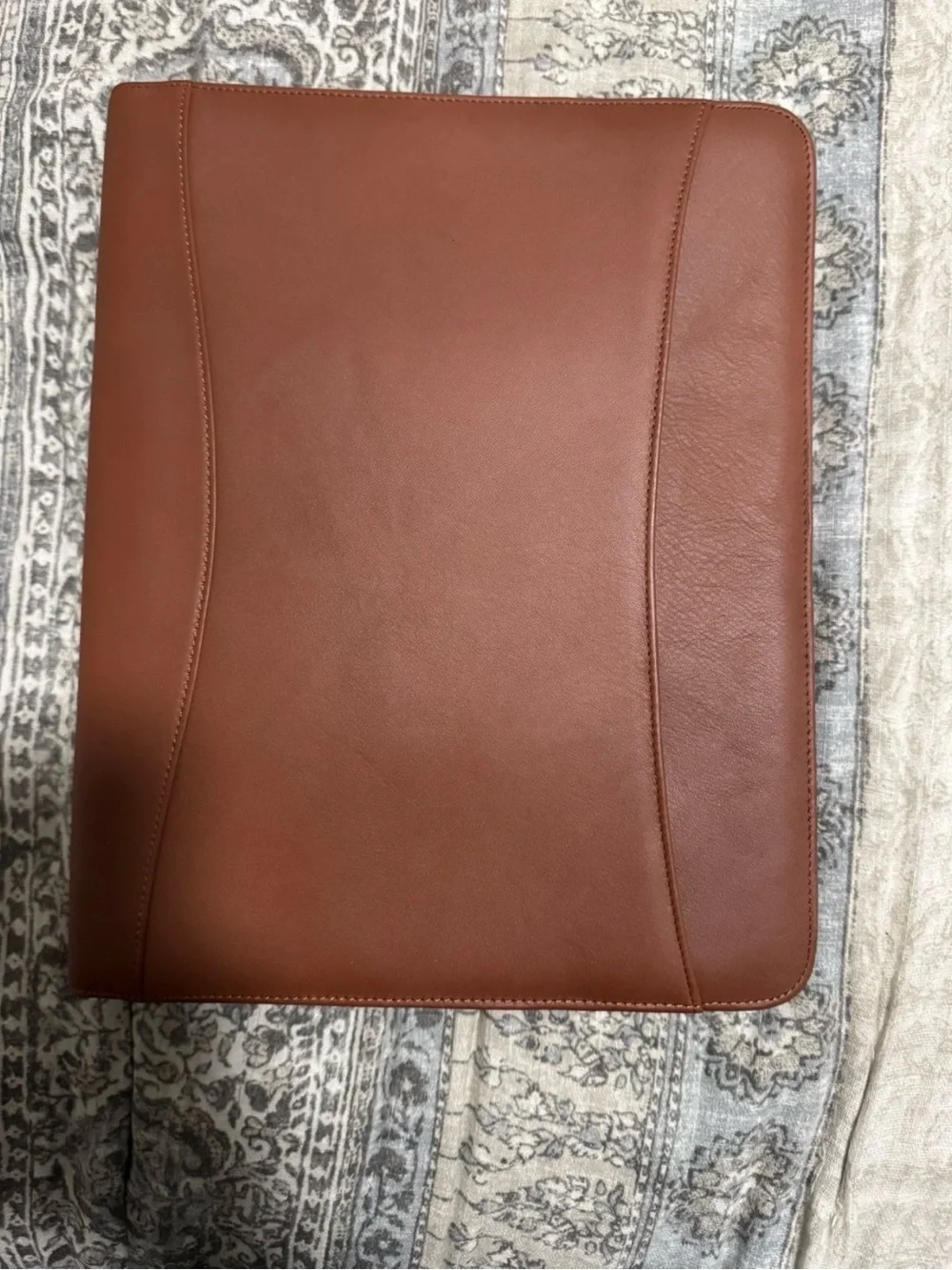 ROYCE New York Structured Leather Briefcase in Cognac